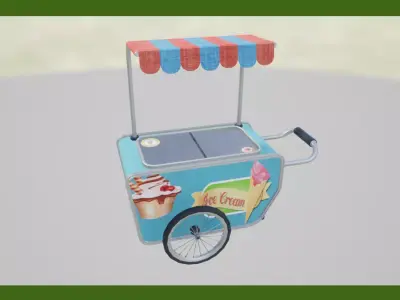 Ice cream cart Free low-poly 3D model
