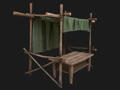 Market Stalls Military Tent Low-poly 3D model