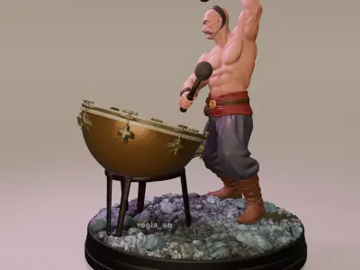  Kozak Ukrainian war drummer Cossack highpoly 3d model 3D print model