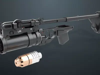 Grenade Launcher 03 Black Standalone  All PBR Unity UE Textures Low-poly 3D model