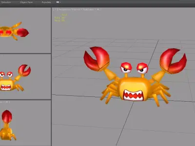Cartoon Little Crab Low-poly 3D model