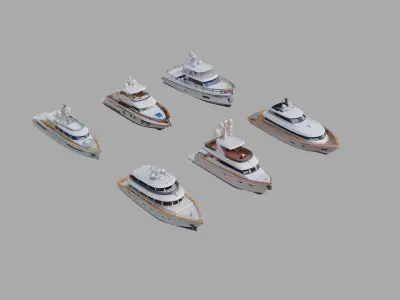Yachts Pack Collection Low-poly 3D model