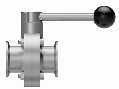 Manual Butterfly Valves - ASME-BPE Tri Clamp Connections -  3D model