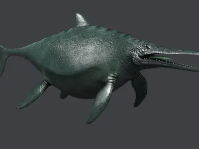 Ichthyosaur ichthyosaurus giant lizard fish marine reptile 3D model