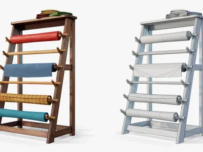 Rack Fabric Roll Textile Low-poly 3D model