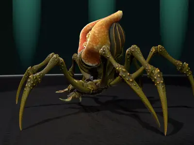 Bug 1 spider with head Low-poly 3D model