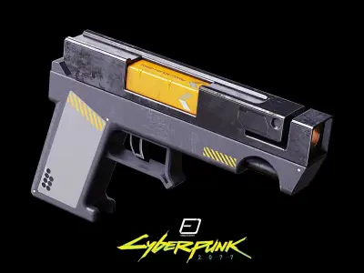 Cyberpunk Pistol PBR Gun Low-poly 3D model