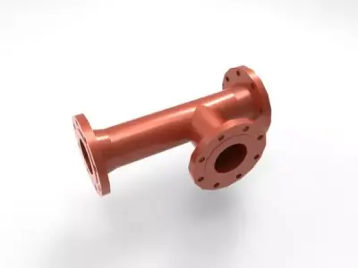 tee fitting with flange 3D print model