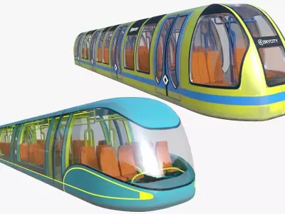 Sci-fi metro trains PBR 3D Model Pack purchase