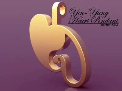 Yin-Yang Hearts Pendant 3D print model