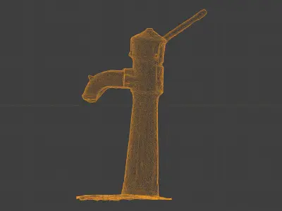 3D scan of Old Outdoor Cast Iron Hand Water Pump Low-poly 3D model
