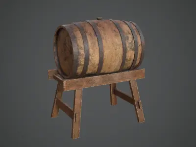BARREL OLD 2 Game Ready PBR Low-poly  Low-poly 3D model