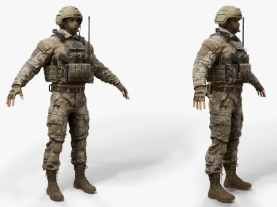 Modern US Soldier Low-poly 3D model get