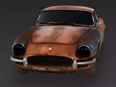 Realistic Weathered Vintage Coupe Decay 3D Model Low-poly 3D model