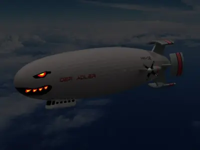 Airship zeppelin in sky 3D model