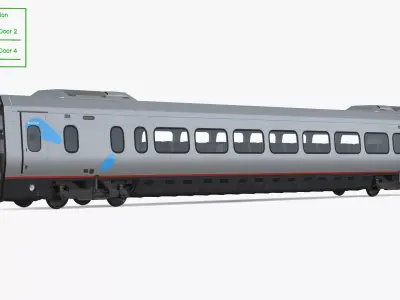Acela Express Passenger Coach Rigged 3D model