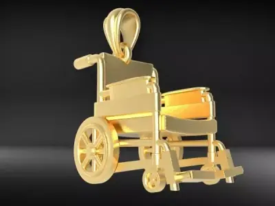Wheel Chair Pendant  Charm Bracelet Jewelry 3D print model