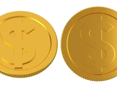 Dollar Gold Coin 01 3D model