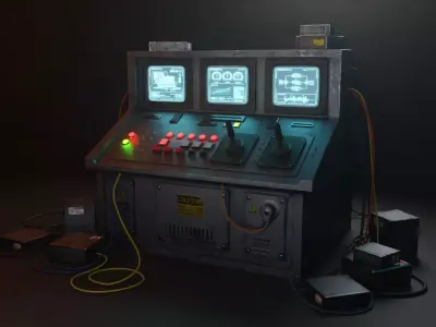 Control Console or Terminal Low-poly 3D model