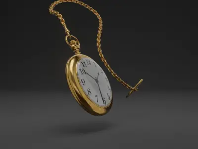 Gold pocket watch 3D model