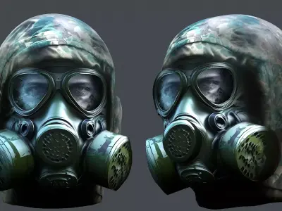 Gas mask helmet 3d model military combat Low-poly Low-poly Low-poly 3D model