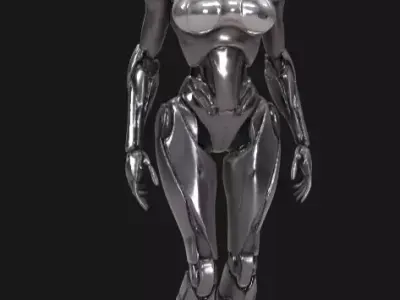 heavy metal female humanoid robot no face Low-poly 3D model