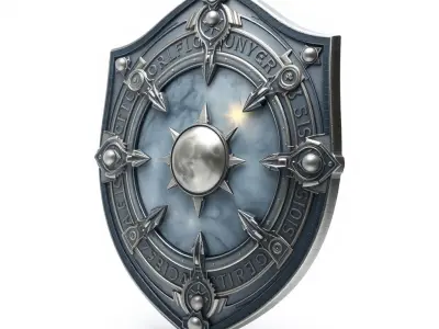 Moonstone War Shield With Platinum Gears model pack Low-poly 3D model