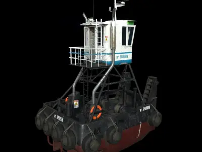 Truckable Push Boat  Low-poly 3D model