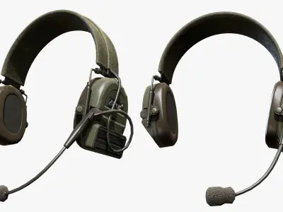 Tactical Headphone Low-poly 3D model