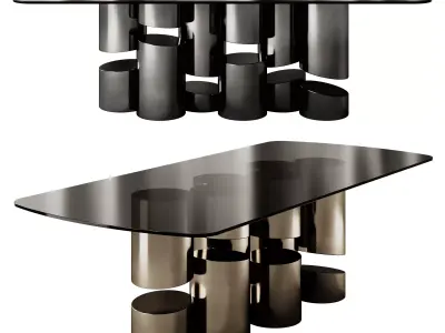 Silverstone Glass and metal table by Rivatelier 3D model