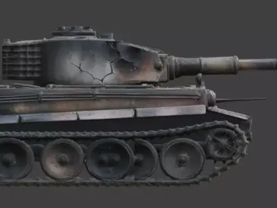 Destroyed World War II Heavy Battle Tank 3D Model V02 Low-poly 3D model