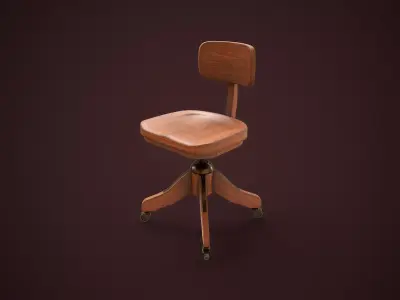 Vintage Clerk Chair Low-poly 3D model