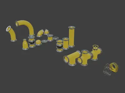Pipes Modular Set Low-poly 3D model