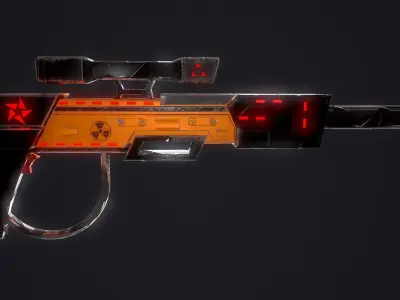 Sniper Rifle Low-poly 3D model 5
