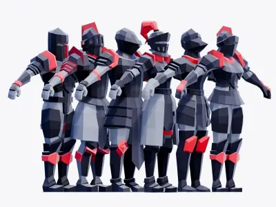 Low Poly Medieval Knights - Animated and Rigged Low-poly 3D model
