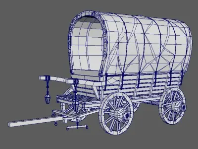 Realistic Wagon Medival Low-poly 3D model