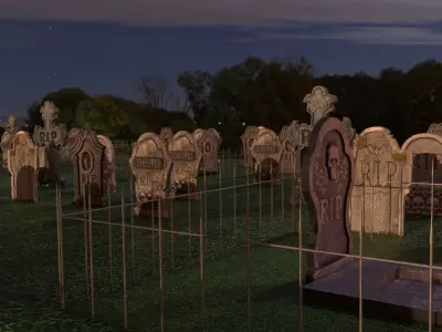 Cemetery Low-poly 3D model purchase