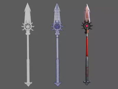 Long Handled Game Weapons Low-poly 3D model