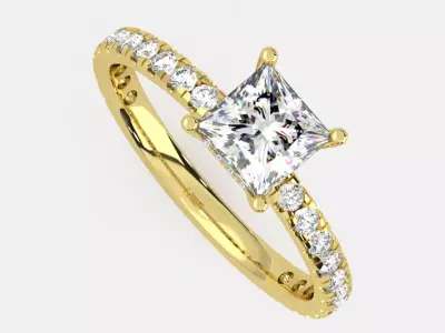 PRINCESS SOLITAIRE RING 3D model