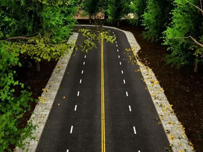 Realistic Car Road Scene Blender File 3D model 3D model