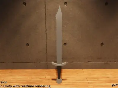 Falchion - Lowpoly Textured and Colorbased sword Low-poly 3D model