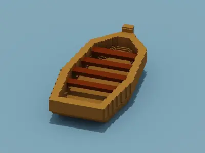 Voxel Boat Low-poly 3D model