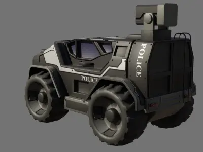 Sci-Fi Police Vehicle - Game Ready - PBR Low-poly 3D model
