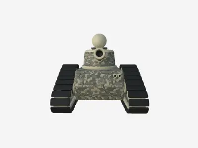War Tank Cartoon A09 Digital Camouflage - Military Vehicle Low-poly 3D model