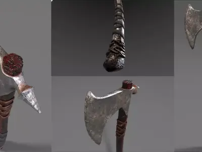 Game Ready Battle Axe Low-poly 3D model