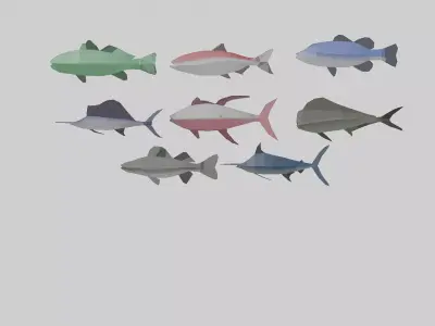 Free LowPoly Fish Pack texturized Free low-poly 3D model