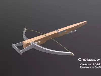 Crossbow 3D model with wooden handle Low-poly 3D model