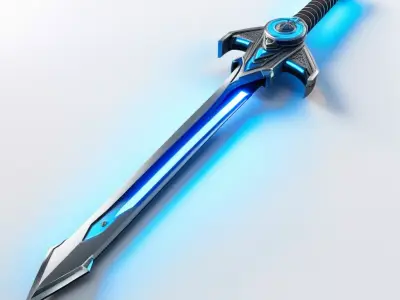 Futuristic Energy Sword with Blue Blade 3D model