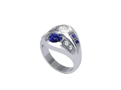 Solitair 2 Stone Ring 3D print model shop