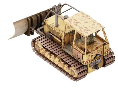bulldozer Low-poly 3D model 4